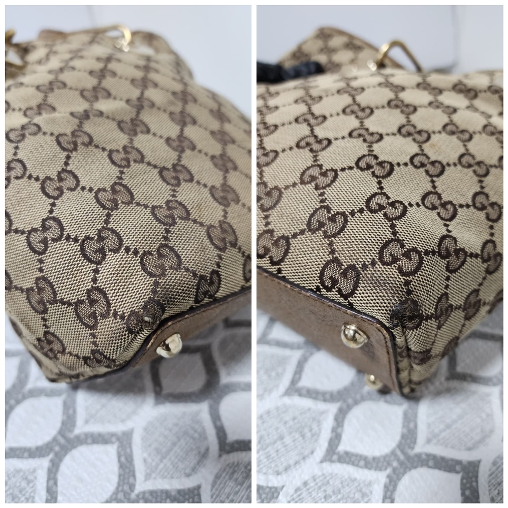 Gucci Vintage GG Canvas Eclipse Shoulder Bag Beige/Brown - Picture 11 of 12
